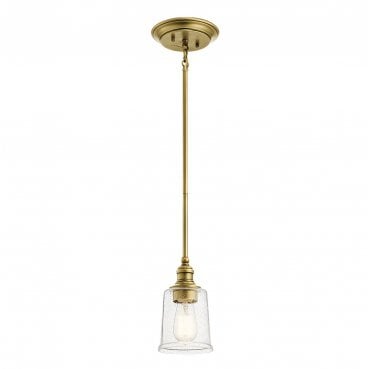 KL-WAVERLY-MP-NBR Waverly 1 Light Mini Pendant in a Natural Brass Finish