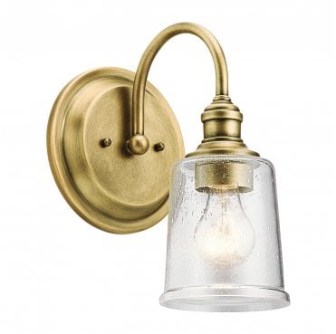 KL-WAVERLY1-NBR Waverly 1 Light Wall Light in a Natural Brass Finish