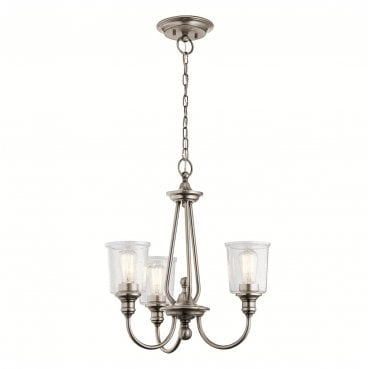 KL-WAVERLY3-CLP Waverly 3 Light Chandelier in a Classic Pewter Finish