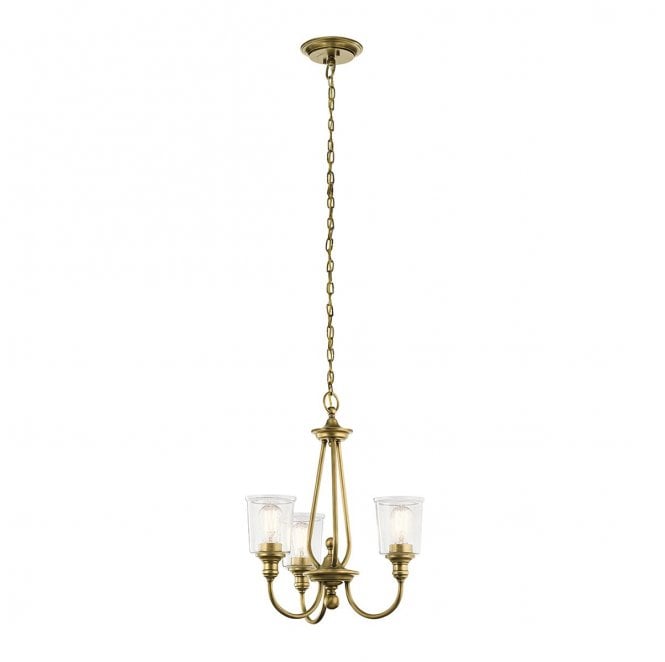 Kichler KL-WAVERLY3-NBR Waverly 3 Light Chandelier in a Natural Brass Finish