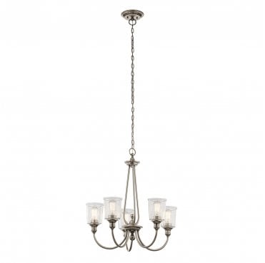 KL-WAVERLY5-CLP Waverly 5 Light Chandelier in a Classic Pewter Finish