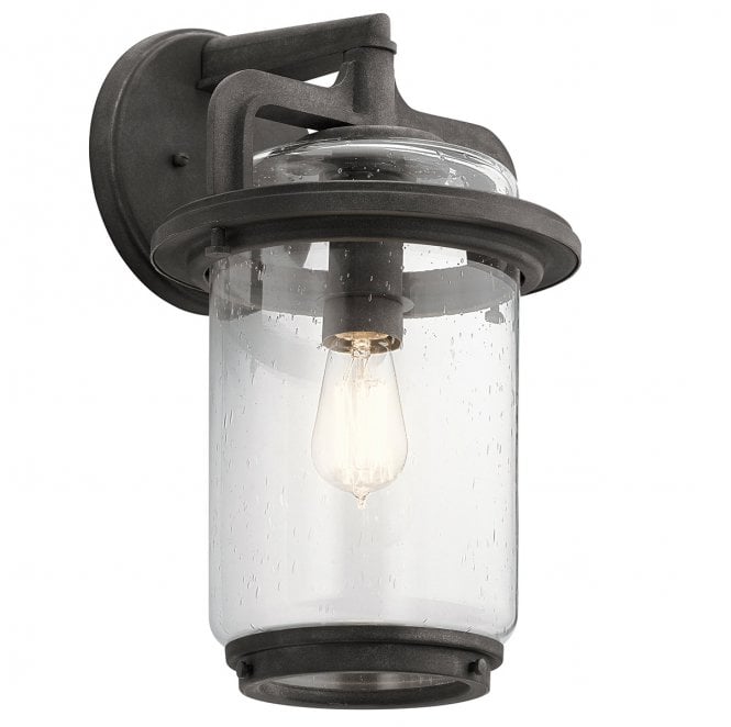 Kichler QN-ANDOVER-L Andover Outdoor IP44 1 Light Wall Lantern in a Weathered Zinc Finish