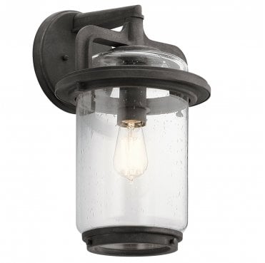 QN-ANDOVER-L Andover Outdoor IP44 1 Light Wall Lantern in a Weathered Zinc Finish