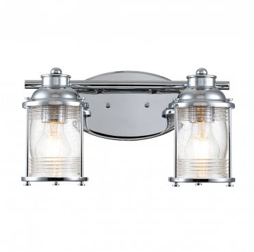 QN-ASHLANDBAY2-PC-BATH Ashland Bay IP44 2 Light Wall Light in a Polished Chrome Finish