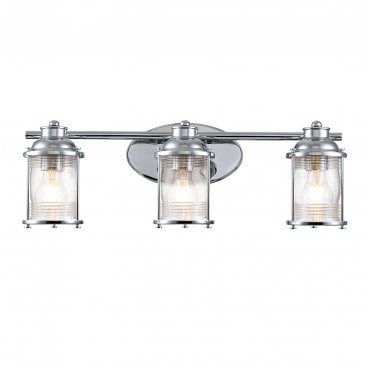 QN-ASHLANDBAY3-PC-BATH Ashland Bay IP44 3 Light Wall Light in a Polished Chrome Finish