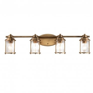QN-ASHLANDBAY4-NBR-BATH Ashland Bay IP44 4 Light Wall Light in a Natural Brass Finish