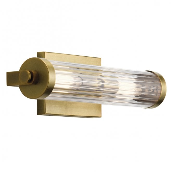 Kichler QN-AZORES2-NBR Azores IP44 2 Light Wall Light in a Natural Brass Finish