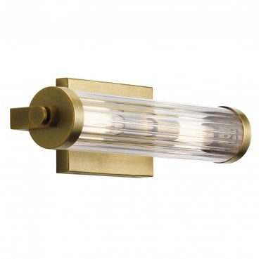 QN-AZORES2-NBR Azores IP44 2 Light Wall Light in a Natural Brass Finish