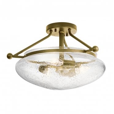QN-BELLE-SF-BNB Belle 3 Light Semi-Flush Mount in a Brushed Natural Brass Finish