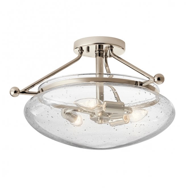 Kichler QN-BELLE-SF-PN Belle 3 Light Semi-Flush Mount in a Polished Nickel