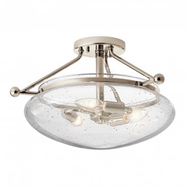 QN-BELLE-SF-PN Belle 3 Light Semi-Flush Mount in a Polished Nickel