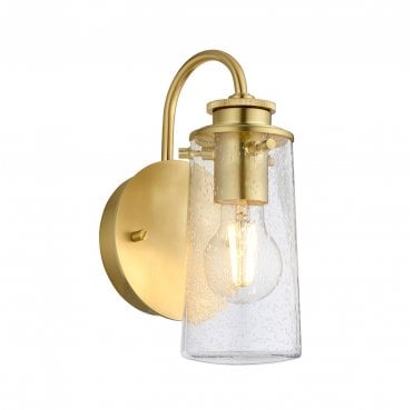 QN-BRAELYN1-BB Braelyn IP44 1 Light Wall Light in a Brushed Brass Finish
