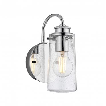 QN-BRAELYN1-PC Braelyn IP44 1 Light Wall Light in a Polished Chrome Finish