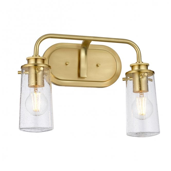 Kichler QN-BRAELYN2-BB Braelyn IP44 2 Light Wall Light in a Brushed Brass Finish