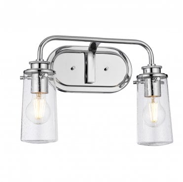 QN-BRAELYN2-PC Braelyn IP44 2 Light Wall Light in a Polished Chrome Finish