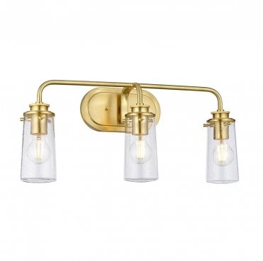 QN-BRAELYN3-BB Braelyn IP44 3 Light Wall Light in a Brushed Brass Finish