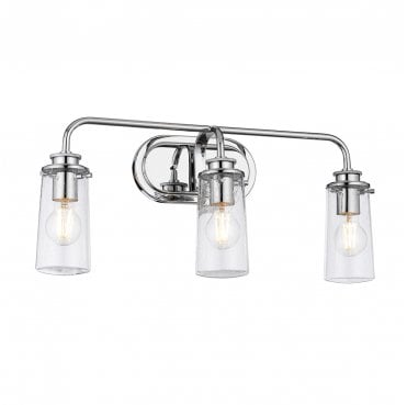 QN-BRAELYN3-PC Braelyn IP44 3 Light Wall Light in a Polished Chrome Finish