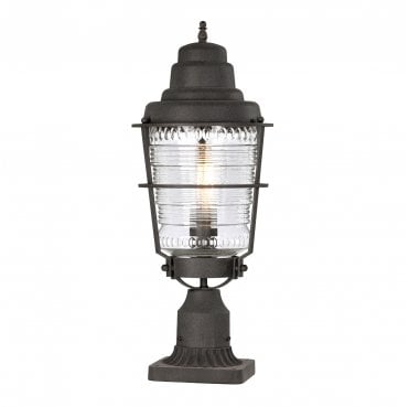 QN-CHANCE-HARBOR3 Chance Harbor Outdoor IP44 1 Light Pedestal Lantern in a Weathered Zinc Finish