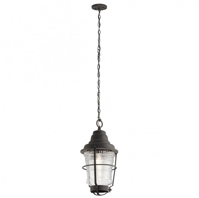 Kichler QN-CHANCE-HARBOR8 Chance Harbor Outdoor IP44 1 Light Chain Lantern in a Weathered Zinc Finish