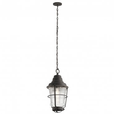 QN-CHANCE-HARBOR8 Chance Harbor Outdoor IP44 1 Light Chain Lantern in a Weathered Zinc Finish