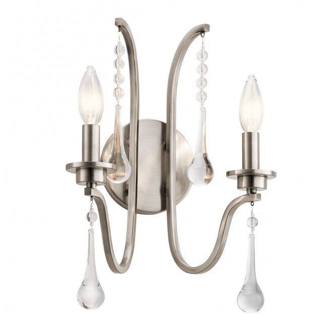 Kichler QN-KARLEE2 Karlee 2 Light Wall Light in a Classic Pewter Finish