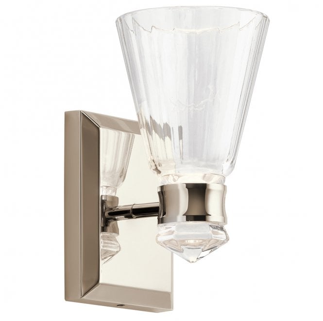 Kichler QN-KAYVA1-PN Kayva LED IP44 1 Arm Dual-lit Wall Light in a Polished Nickel Finish