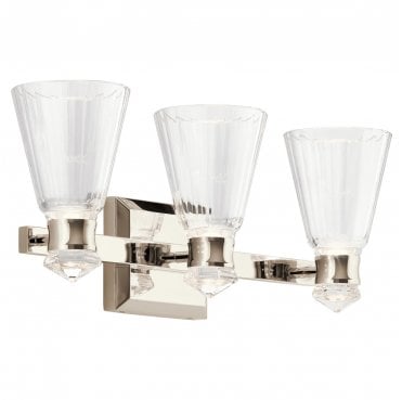 QN-KAYVA3-PN Kayva LED IP44 3 Arm Dual-lit Wall Light in a Polished Nickel Finish