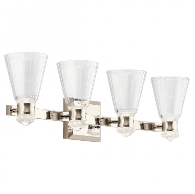 Kichler QN-KAYVA4-PN Kayva LED IP44 4 Arm Dual-lit Wall Light in a Polished Nickel Finish