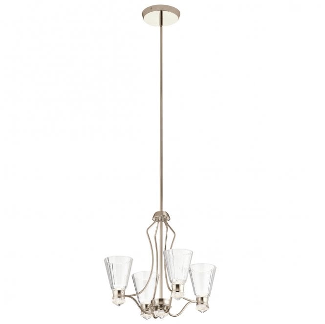 Kichler QN-KAYVA9-PN Kayva LED IP44 9 Light 4 Arm Chandelier in a Polished Nickel Finish