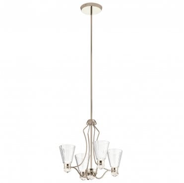 QN-KAYVA9-PN Kayva LED IP44 9 Light 4 Arm Chandelier in a Polished Nickel Finish