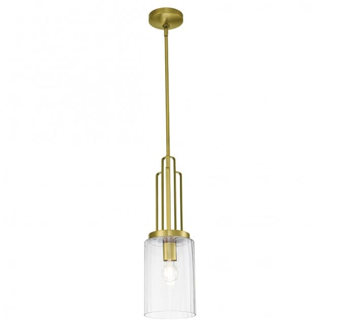 Kichler QN-KIMROSE-MP-BNB Kimrose 1 Light Mini Pendant in a Brushed Natural Brass Finish