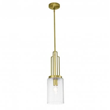 QN-KIMROSE-MP-BNB Kimrose 1 Light Mini Pendant in a Brushed Natural Brass Finish