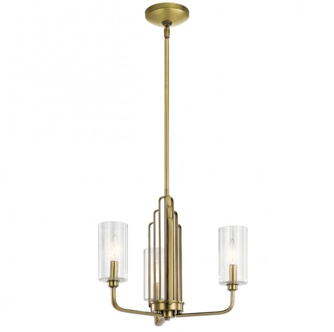 Kichler QN-KIMROSE3-BNB Kimrose 3 Light Chandelier in a Brushed Natural Brass Finish