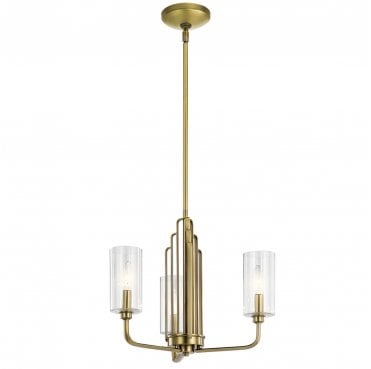 QN-KIMROSE3-BNB Kimrose 3 Light Chandelier in a Brushed Natural Brass Finish