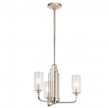 QN-KIMROSE3-PN Kimrose 3 Light Chandelier in a Polished Nickel Finish