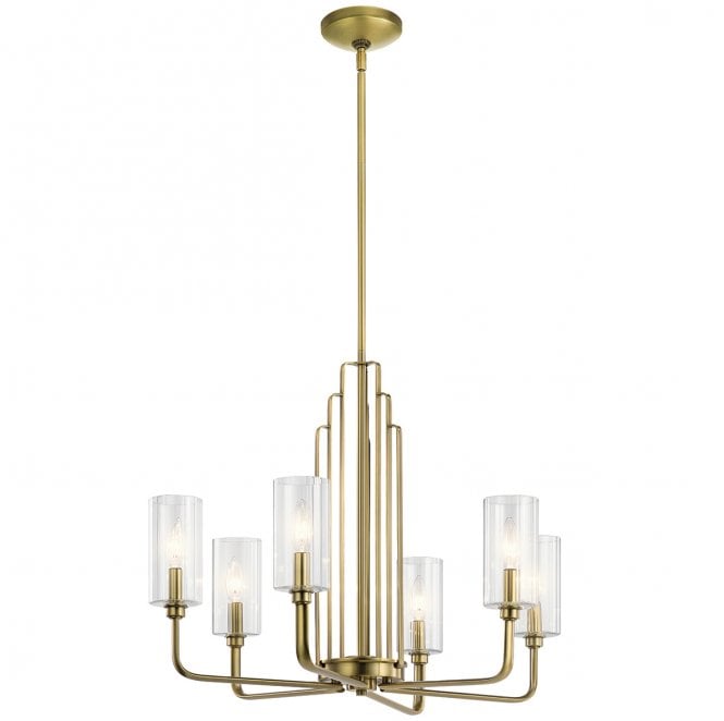 Kichler QN-KIMROSE6-BNB Kimrose 6 Light Chandelier in a Brushed Natural Brass Finish