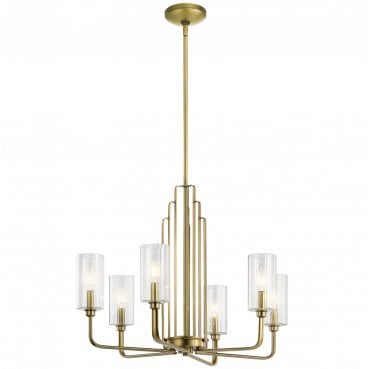 QN-KIMROSE6-BNB Kimrose 6 Light Chandelier in a Brushed Natural Brass Finish