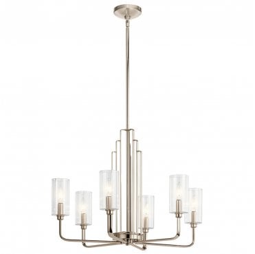 QN-KIMROSE6-PN Kimrose 6 Light Chandelier in a Polished Nickel Finish