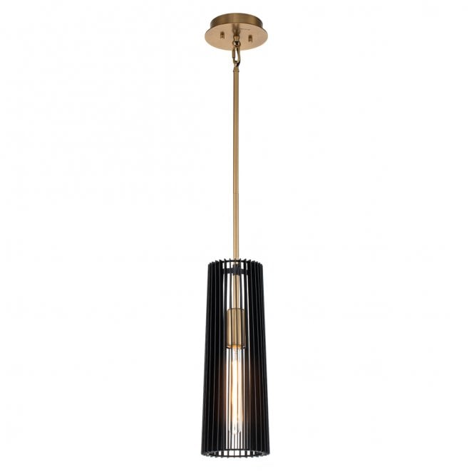 Kichler QN-LINARA-P-BK Linara 1 Light Pendant in a Black and Natural Brass Finish
