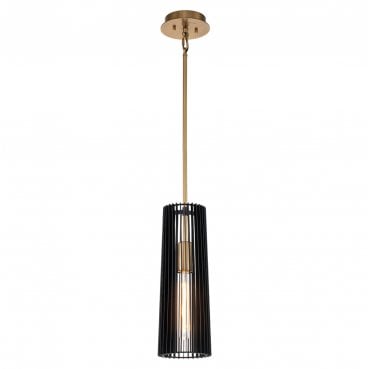 QN-LINARA-P-BK Linara 1 Light Pendant in a Black and Natural Brass Finish