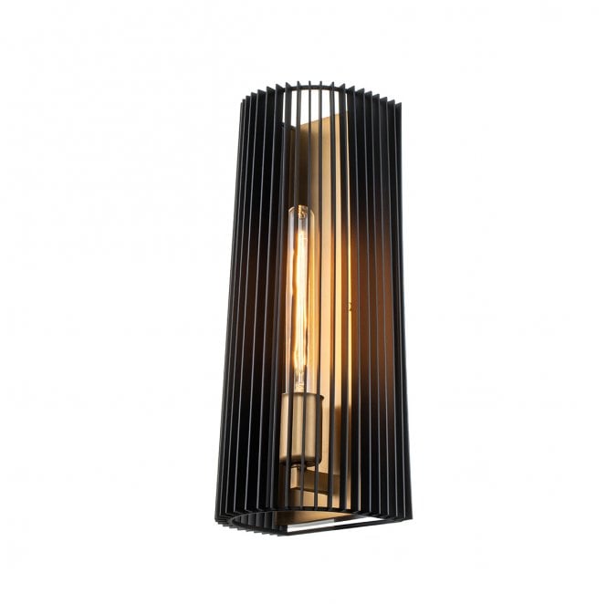 Kichler QN-LINARA1-BK Linara 1 Light Wall Light in a Black and Natural Brass Finish