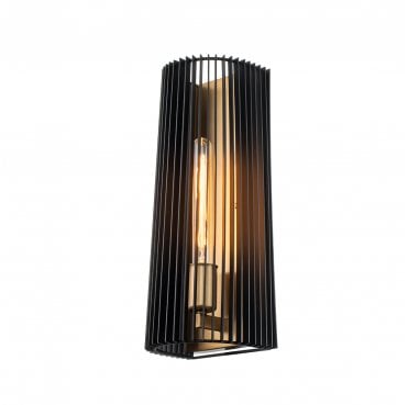 QN-LINARA1-BK Linara 1 Light Wall Light in a Black and Natural Brass Finish