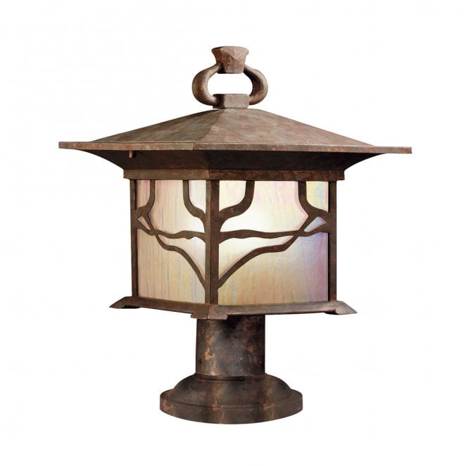 Kichler QN-MORRIS3 Morris Outdoor IP44 1 Light Pedestal Lantern in a Distressed Copper Finish
