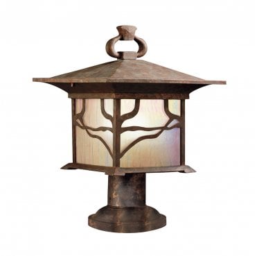 QN-MORRIS3 Morris Outdoor IP44 1 Light Pedestal Lantern in a Distressed Copper Finish