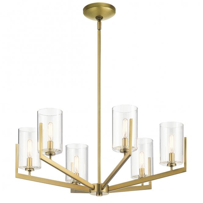 Kichler QN-NYE6-BNB Nye 6 Light Chandelier in a Brushed Natural Brass Finish