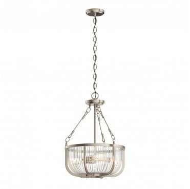 QN-ROUX3-BN 3 Light Pendant/Semi Flush Light in a Brushed Nickel Finish
