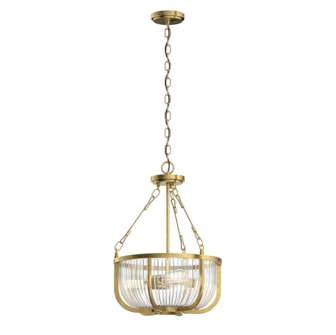 Kichler QN-ROUX3-NBR 3 Light Pendant/Semi Flush Light in a Natural Brass Finish