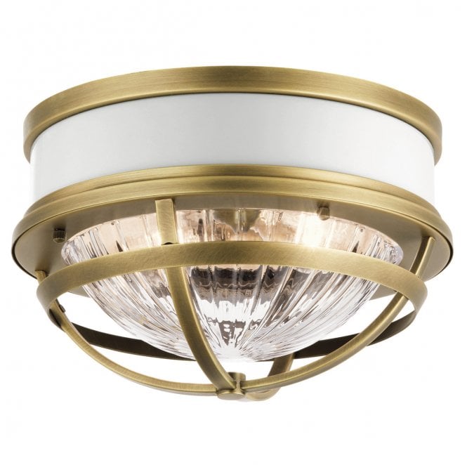 Kichler QN-TOLLIS-F-NBR Tollis 2 Light Flush Light in a Natural Brass and White Finish