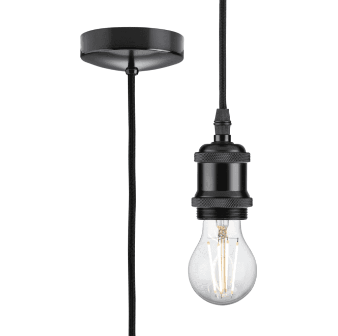 Knightsbridge 8271LMB 1.8m Vintage Pendant Set in a Matt Black Finish