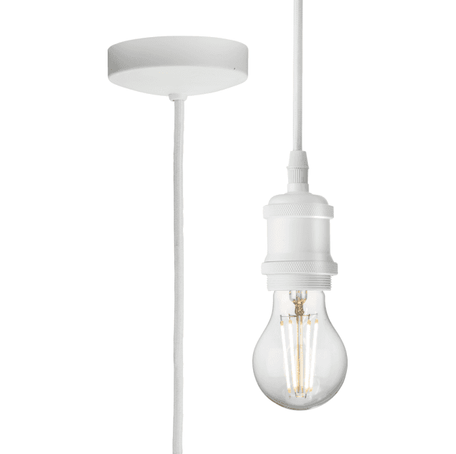 Knightsbridge 8271LMW 1.8m Vintage Pendant Set in a Matt White Finish